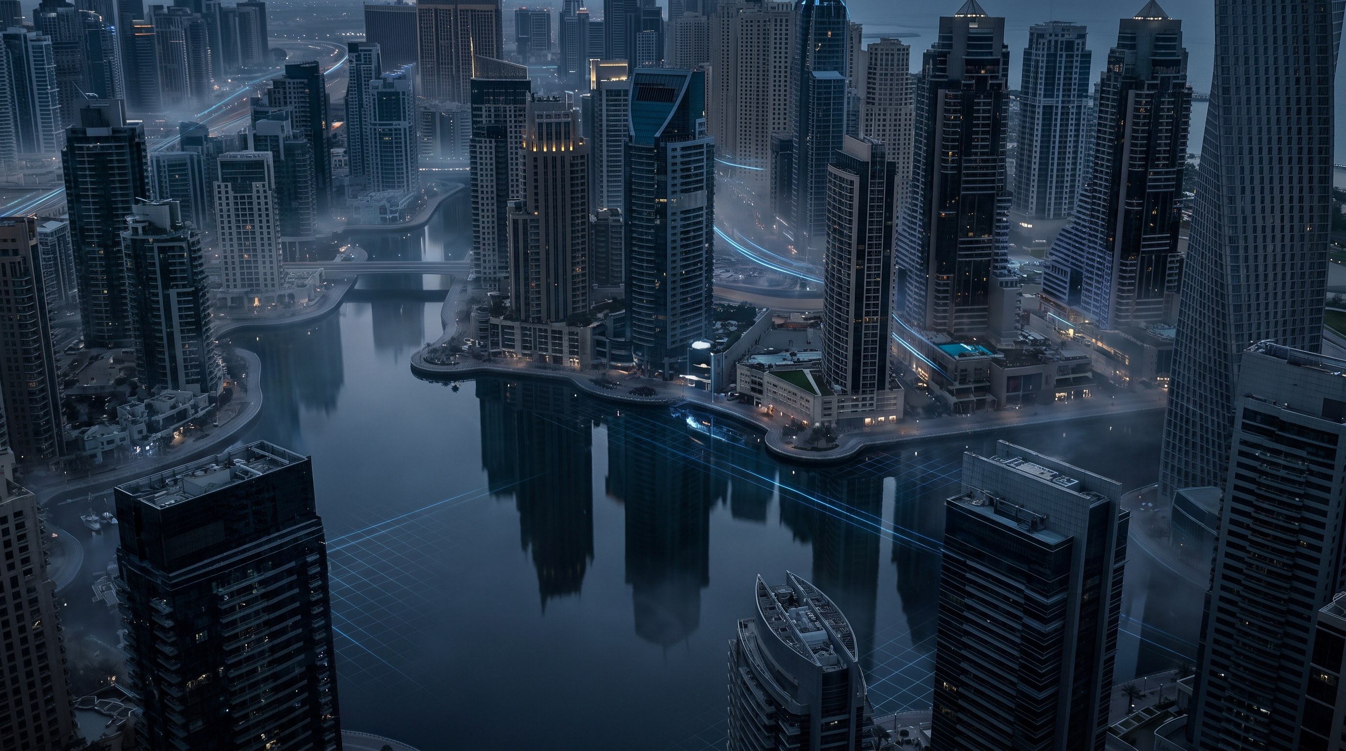 Dubai skyline at blue hour