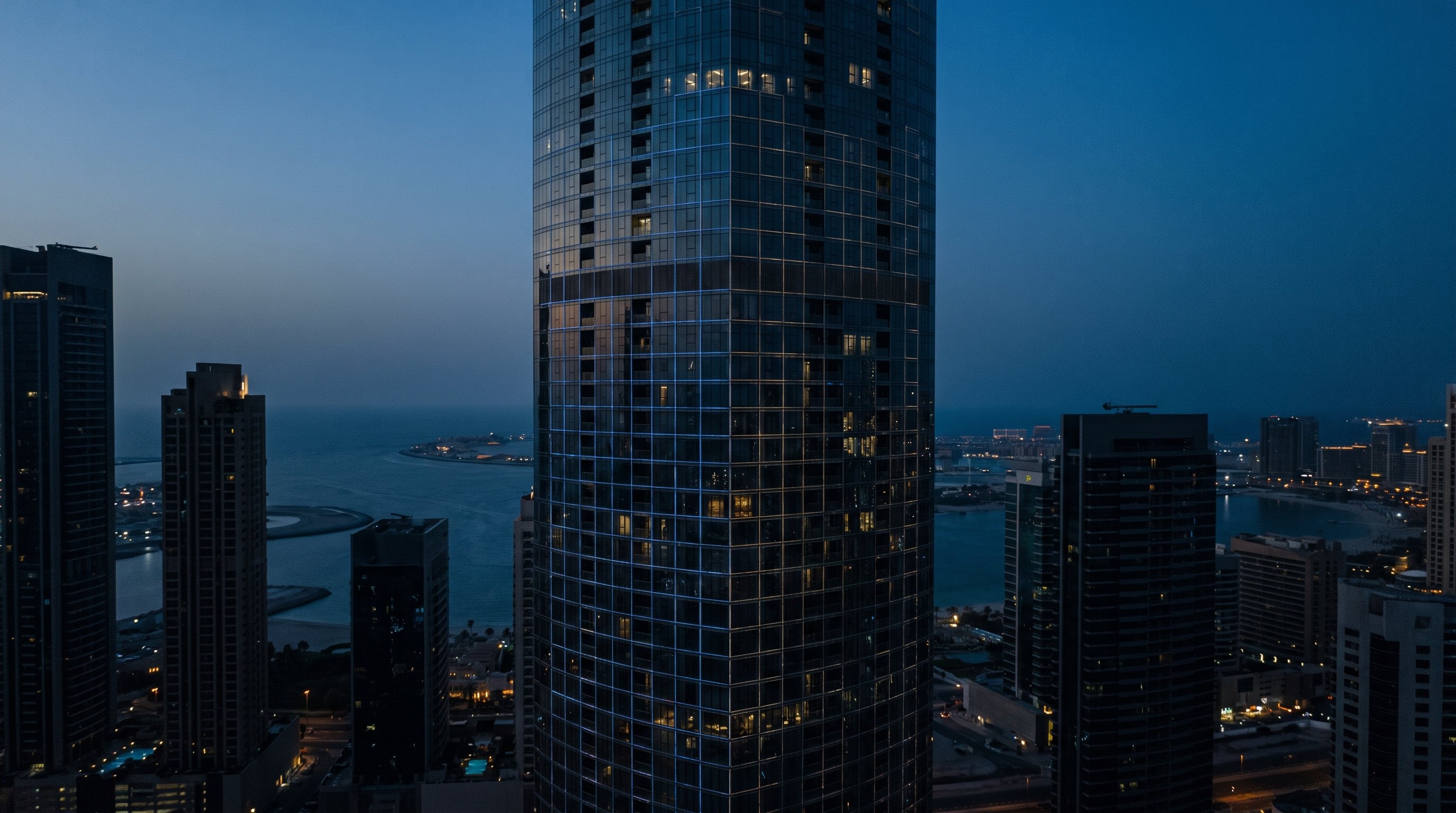 Dubai financial district at blue hour